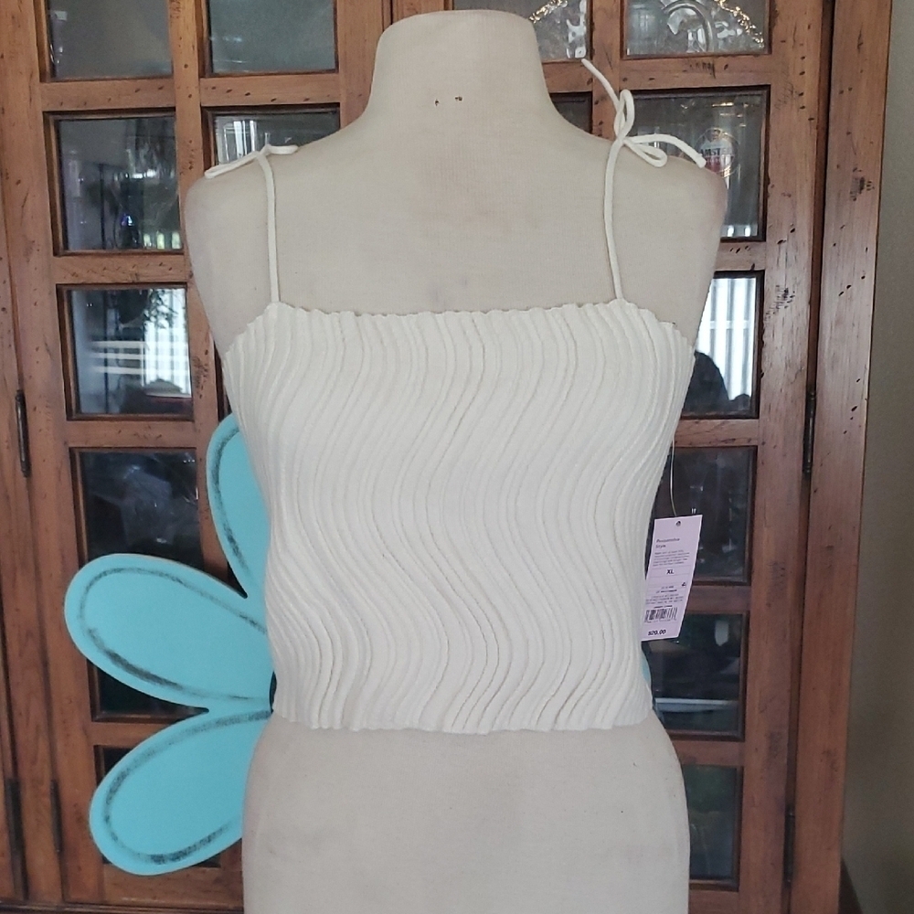 Wild Fable Cream Smocked Crop Top
